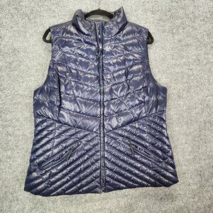 Talbots Womans Navy Quilted Down Puffer Vest Zip Pockets Womans Size Large‎